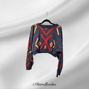 Vintage and Trendy Geometric Knit Sweater